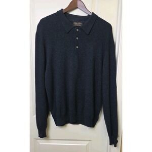 Vtg 90s Brooks Brothers Sweater Mens L Cashmere Blue Great Britain Collared
